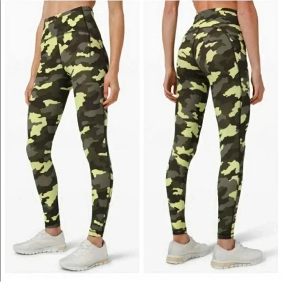 Lululemon Swift Speed HR Tight 28” Luxtreme LW5CY4S HCCG Neon Green Camo Size‎ 2 - Picture 3 of 13